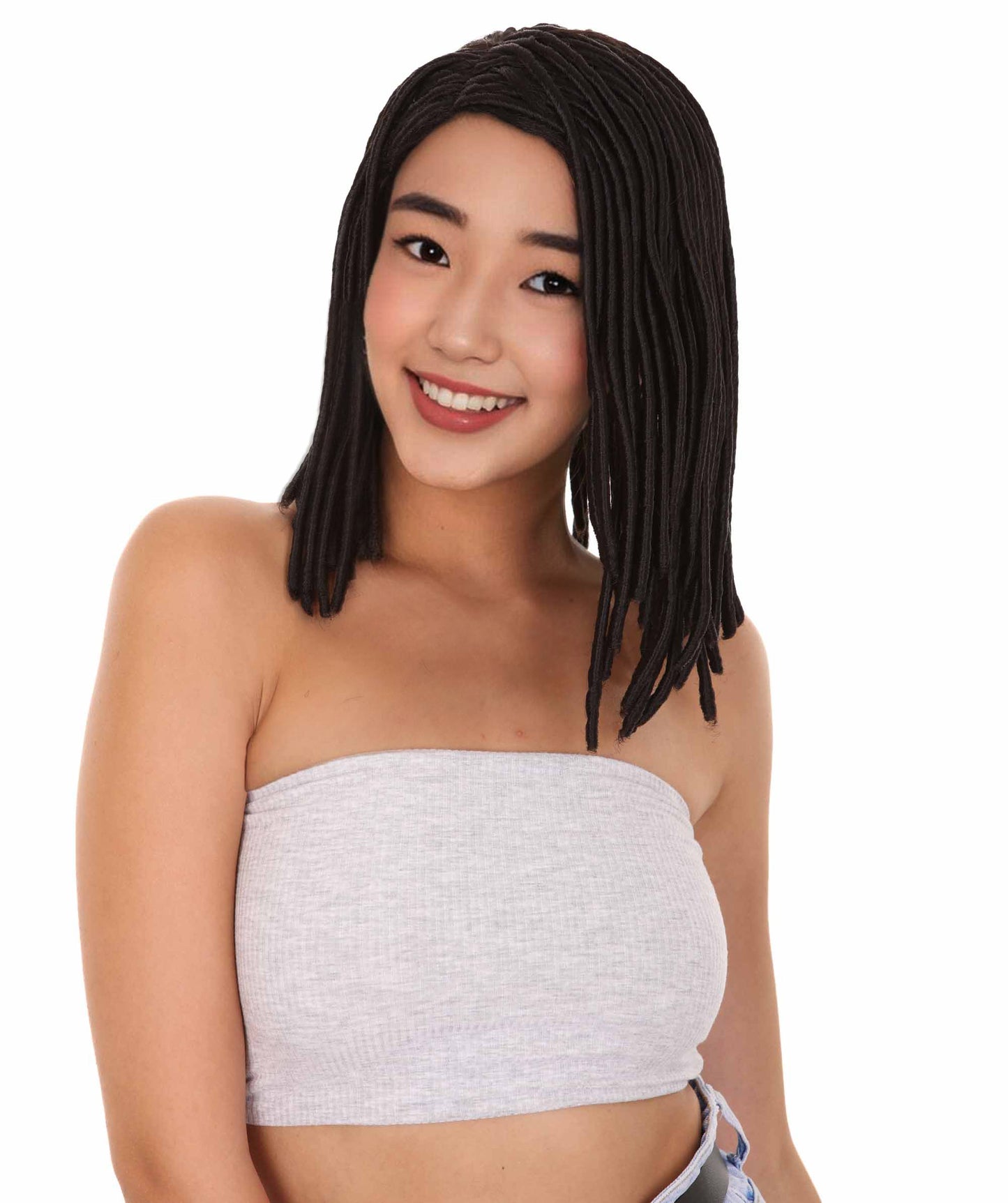 Wigs2youハロウィンパーティープレミアムレディースH-1955 着けやすい 非常に快適 ショートブラックドレッドロックウィッグ