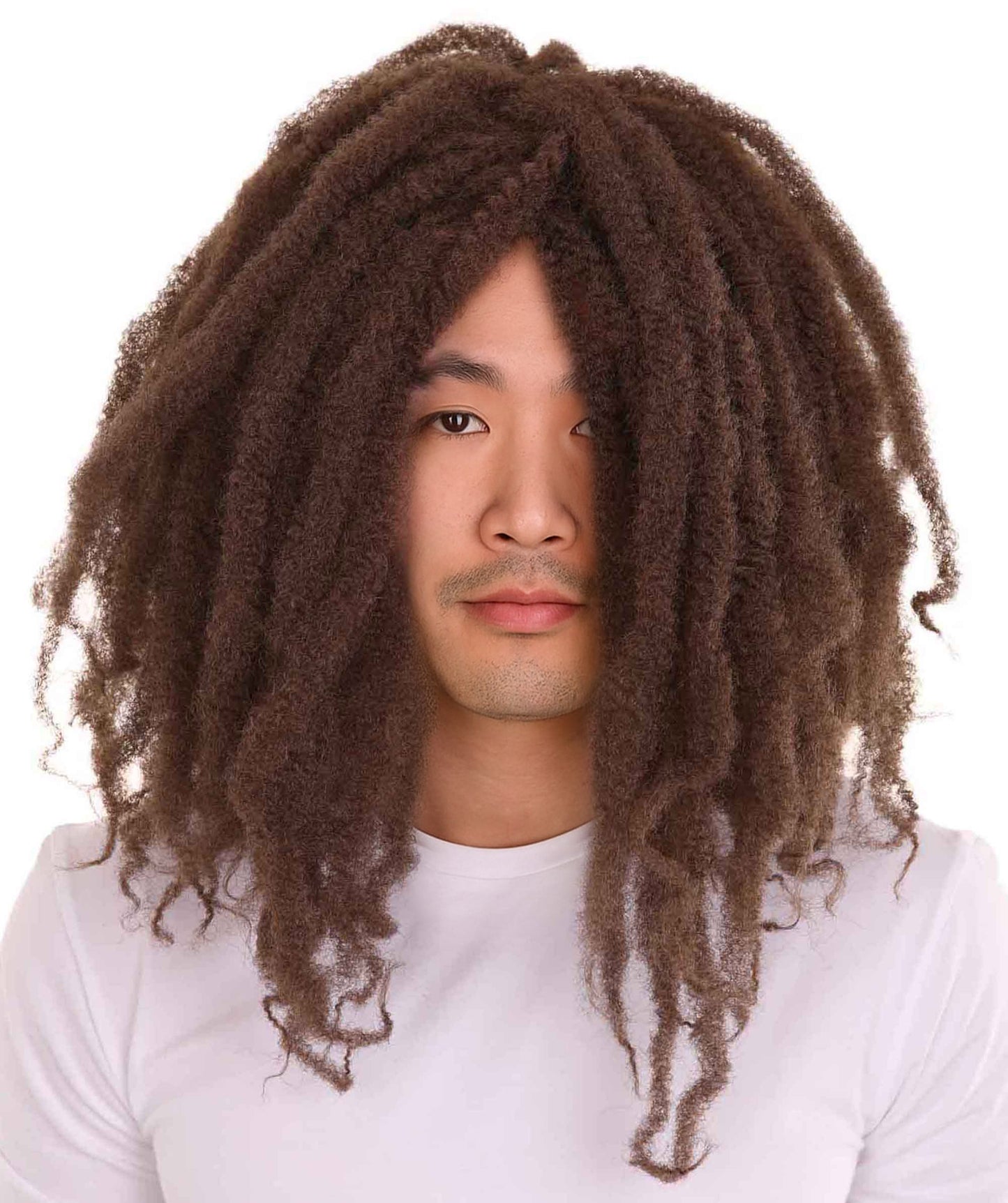 Dreadlock人間髪|ライトブラウンの歴史的人物コスプレ・ハロウィンかつら|割増空気を通すCaplessなキャップH-2082