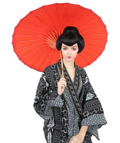 Wigs2you H-2581 日本の芸者ウィッグ レディース 和風着物ボブ アジアの黒カンフーウィッグ | プレミアム通気性キャップレスキャップ