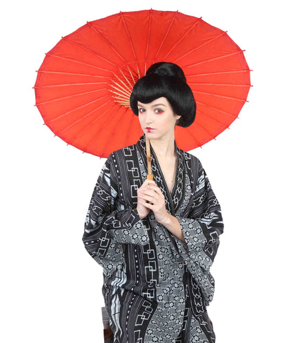 Wigs2you H-2581 日本の芸者ウィッグ レディース 和風着物ボブ アジアの黒カンフーウィッグ | プレミアム通気性キャップレスキャップ