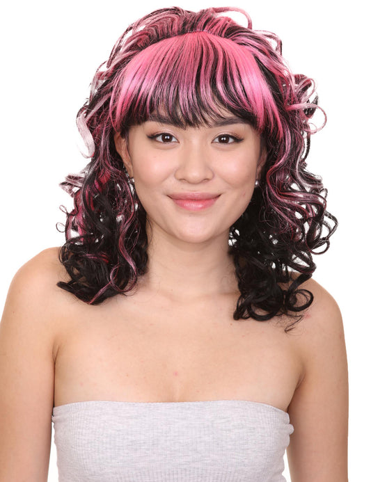 Wigs2you H-390 コスプレ・ゲーム怪物ブラック・ピンク|婦人用性格コスプレ・ハロウィンかつら|割増空気を通すCaplessなキャップ