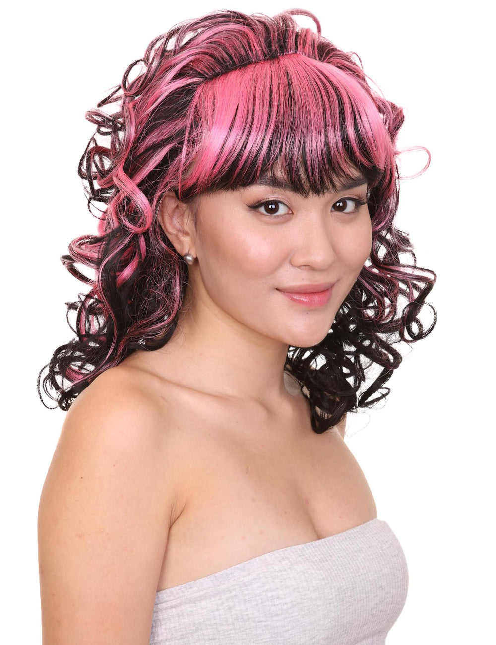 Wigs2you H-390 コスプレ・ゲーム怪物ブラック・ピンク|婦人用性格コスプレ・ハロウィンかつら|割増空気を通すCaplessなキャップ