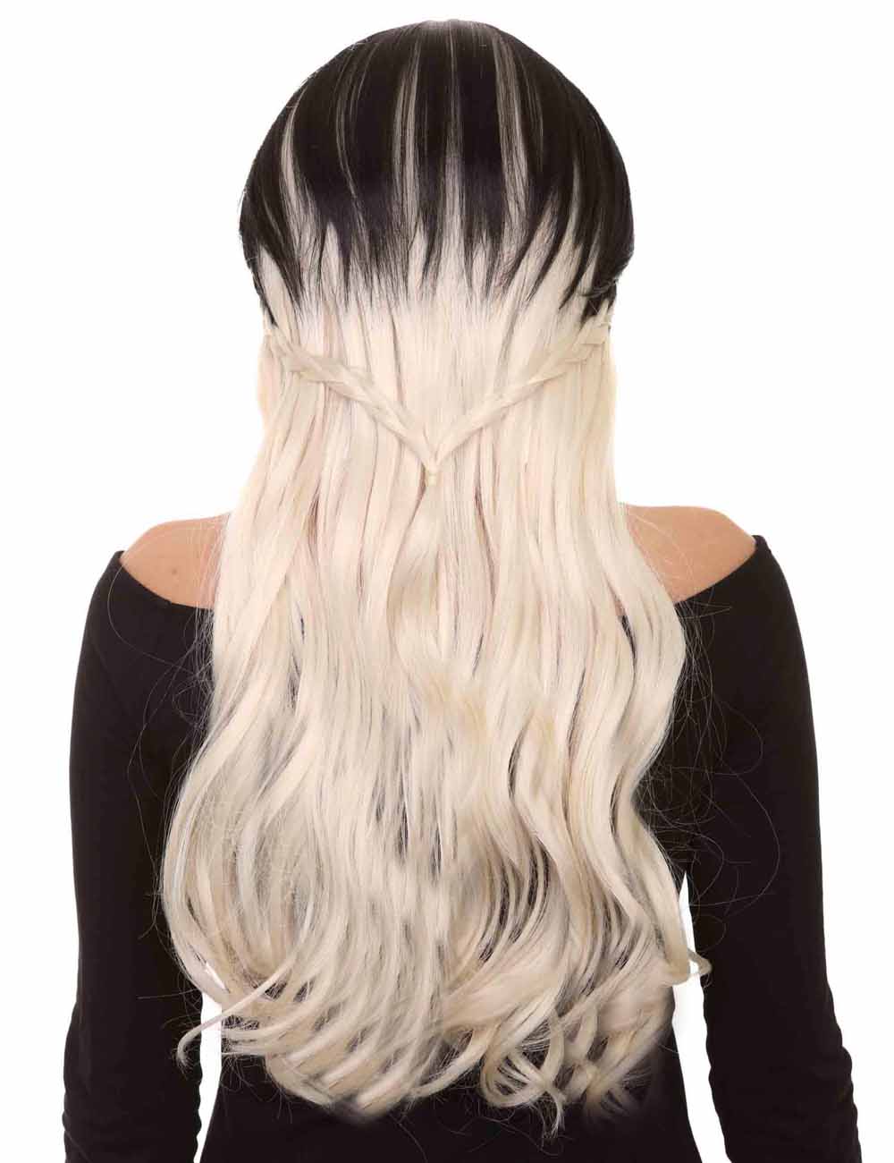 ブロンドの女子高生レディースウィッグ | ロングツートンカラーのコスプレハロウィンウィッグ | プレミアム通気性キャップレスキャップ H-411