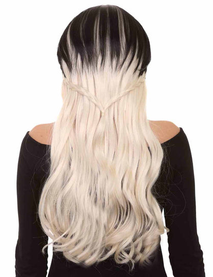 ブロンドの女子高生レディースウィッグ | ロングツートンカラーのコスプレハロウィンウィッグ | プレミアム通気性キャップレスキャップ H-411