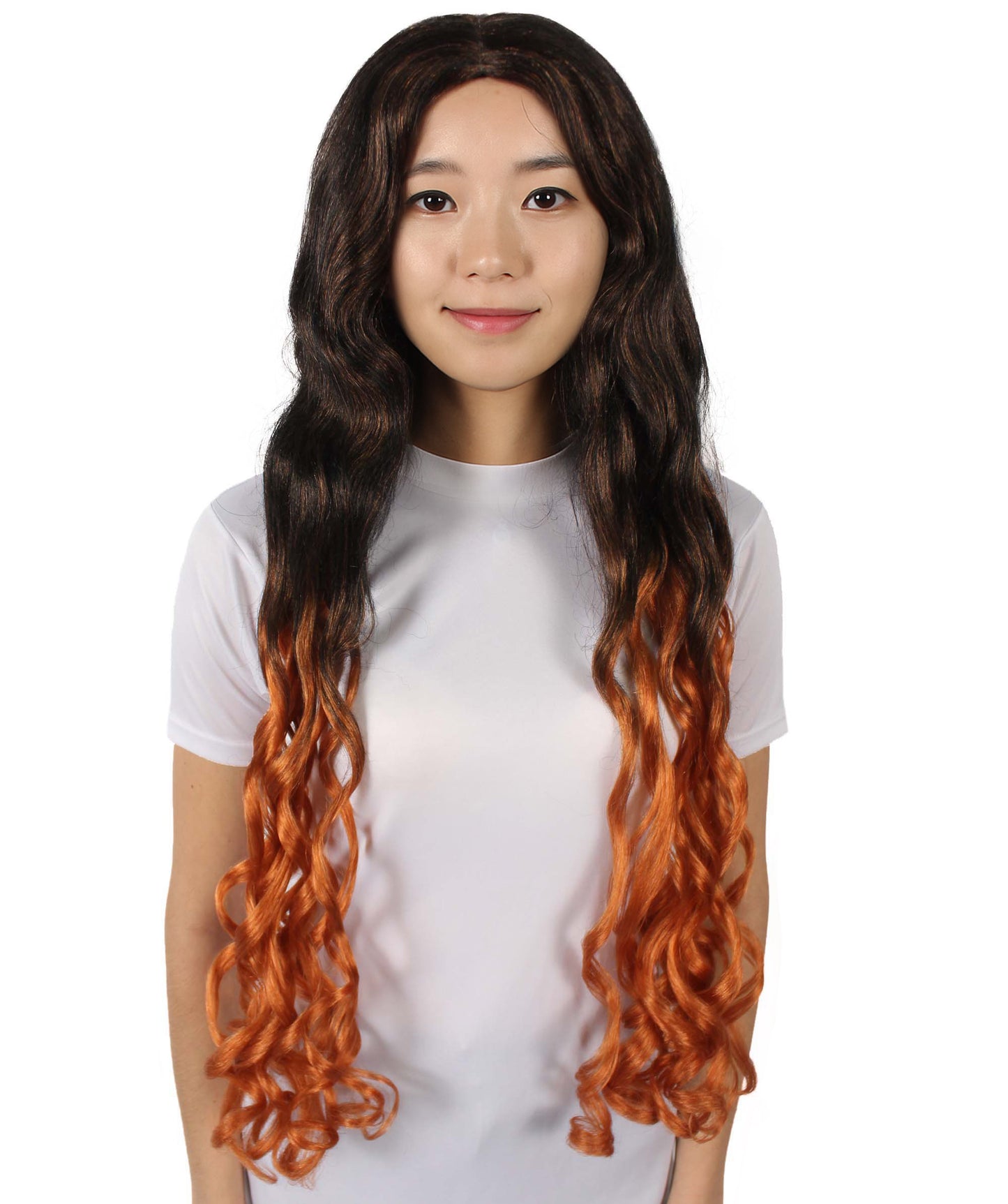 Wigs2you H-5670 竈門禰豆子（鬼滅の刃）女性用鬼滅の刃マンガスタイル ブラック＆オレンジ 炎ウィッグ