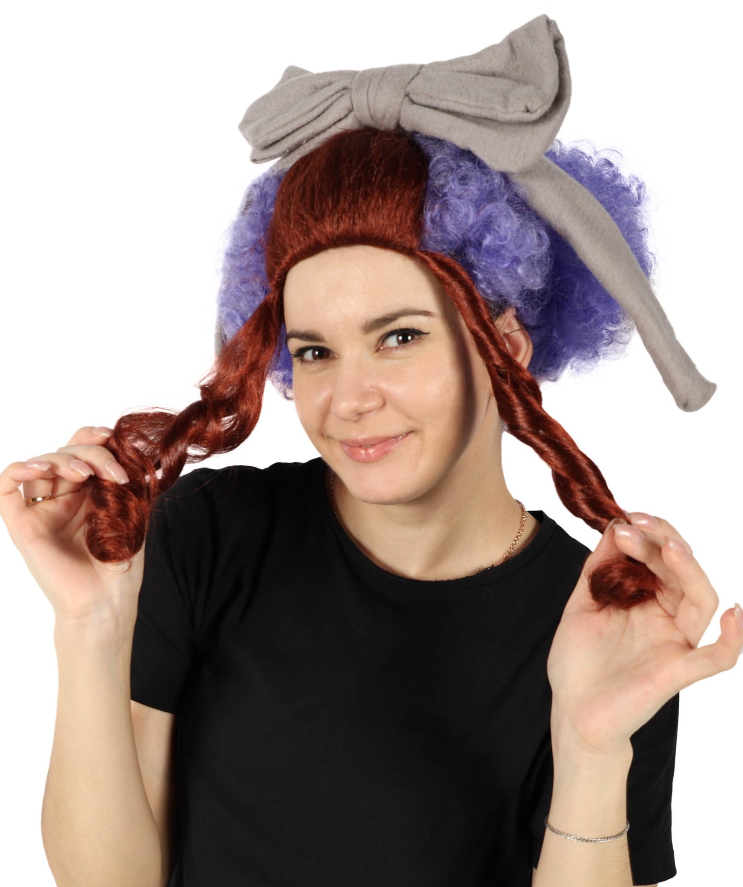 Wigs2you H-6865 大人用 ラベンダー ウィムジー ピエロウィッグ 女性用 カーリー マルチカラー ロック 楽しいコスチュームウィッグ プレミアム 通気性 キャップレスキャップ 難燃性合成繊維ヘア付き