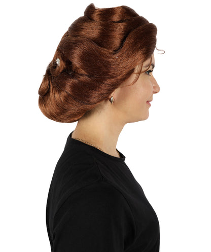 Wigs2you H-6867 大人女性用レースフロントカスタムブラウンウィッグ - ナチュラルな見た目のプレミアムハンドクラフトウィッグ - 小さな花のアクセサリー付き - コスプレ、ファッション、特別な機会に最適 - 調節可能