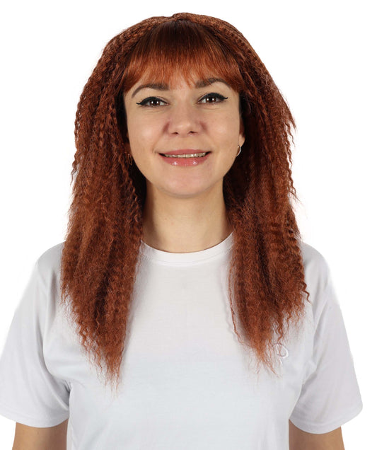 Wigs2you H-6886 大人女性用 レトロ80年代風 ボリュームのあるカーリーブラウン 17インチ ロッカークリンプウィッグ（前髪付き）｜ハロウィン＆コスプレウィッグ｜難燃性合成繊維