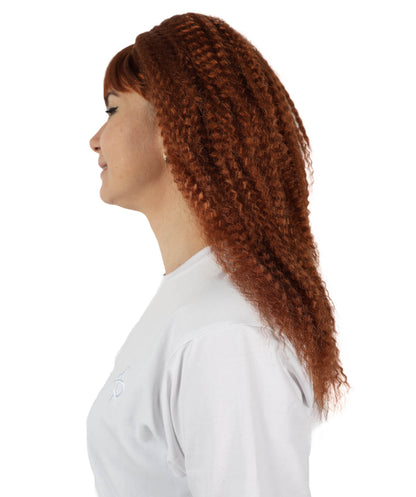 Wigs2you H-6886 大人女性用 レトロ80年代風 ボリュームのあるカーリーブラウン 17インチ ロッカークリンプウィッグ（前髪付き）｜ハロウィン＆コスプレウィッグ｜難燃性合成繊維