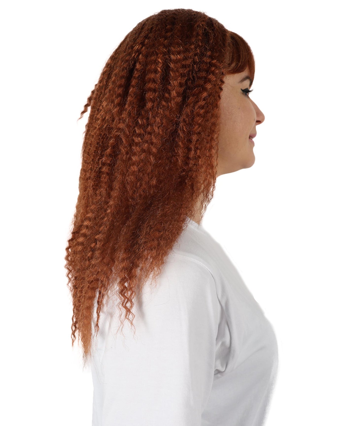 Wigs2you H-6886 大人女性用 レトロ80年代風 ボリュームのあるカーリーブラウン 17インチ ロッカークリンプウィッグ（前髪付き）｜ハロウィン＆コスプレウィッグ｜難燃性合成繊維