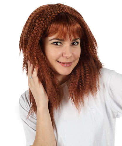 Wigs2you H-6886 大人女性用 レトロ80年代風 ボリュームのあるカーリーブラウン 17インチ ロッカークリンプウィッグ（前髪付き）｜ハロウィン＆コスプレウィッグ｜難燃性合成繊維
