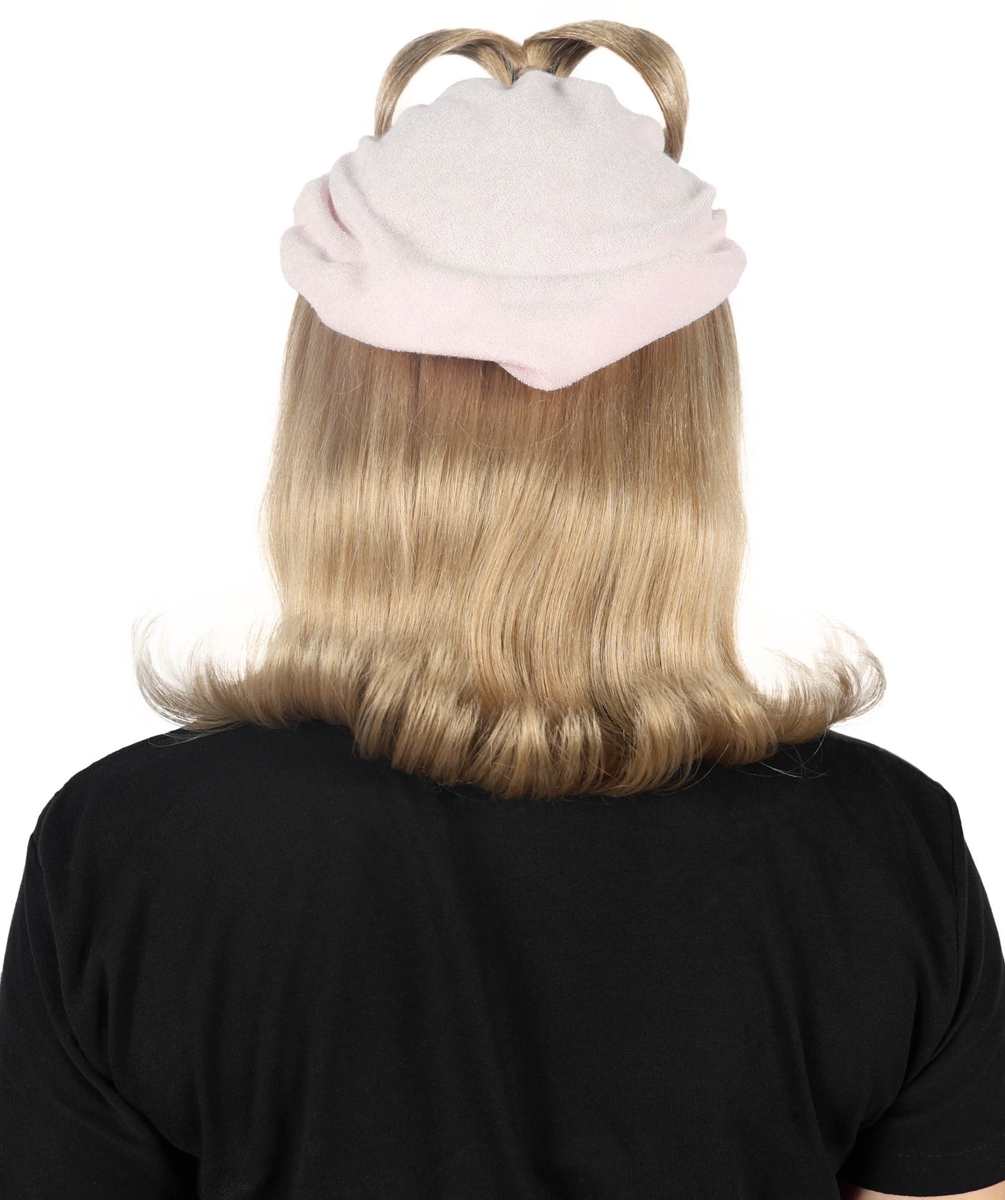 Wigs2you H-6889 大人女性用 スペイン歌手風 キュートなミディアムブロンドウィッグ 耳とリボン付き | ハロウィン・コスプレウィッグ | 難燃性合成繊維