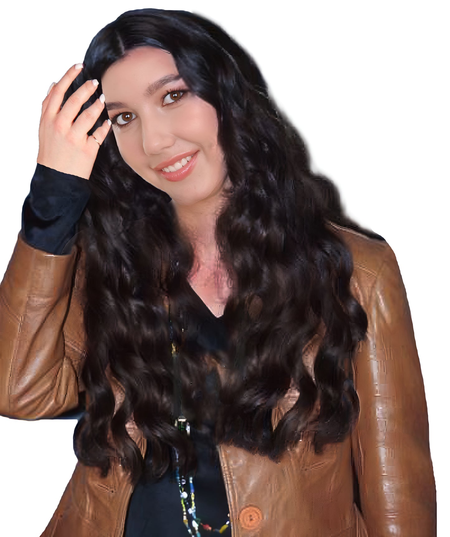 Wigs2you H-6895 大人女性用アラニス・セレブ風23インチロングダークブラウンウェーブウィッグ｜ハロウィン・コスプレウィッグ｜難燃性合成繊維