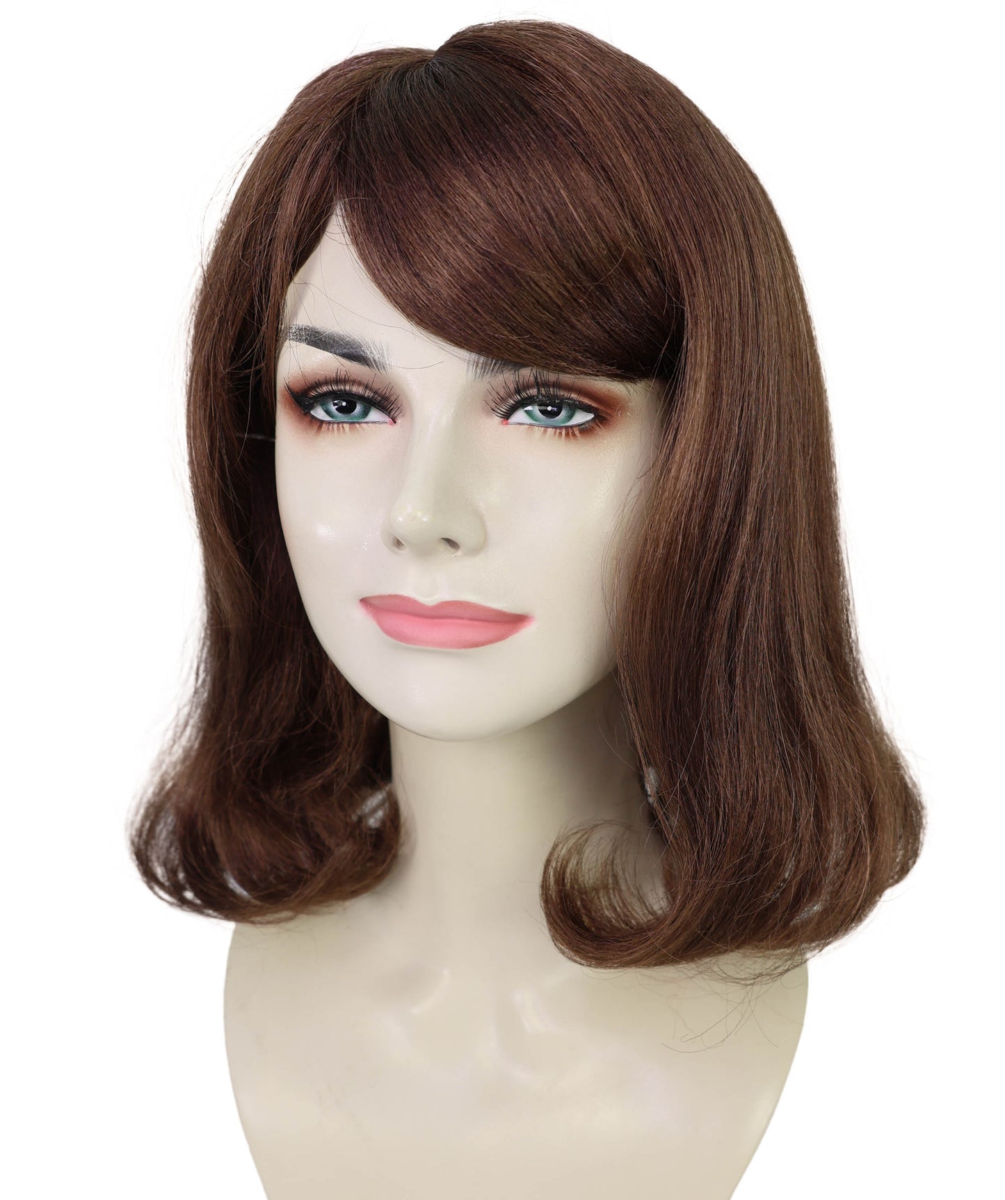 Wigs2you H-6897 大人女性用 ミディアムレングス ストレート ブラウン ウィッグ（前髪付き）｜医療用フルウィッグ｜難燃性合成繊維