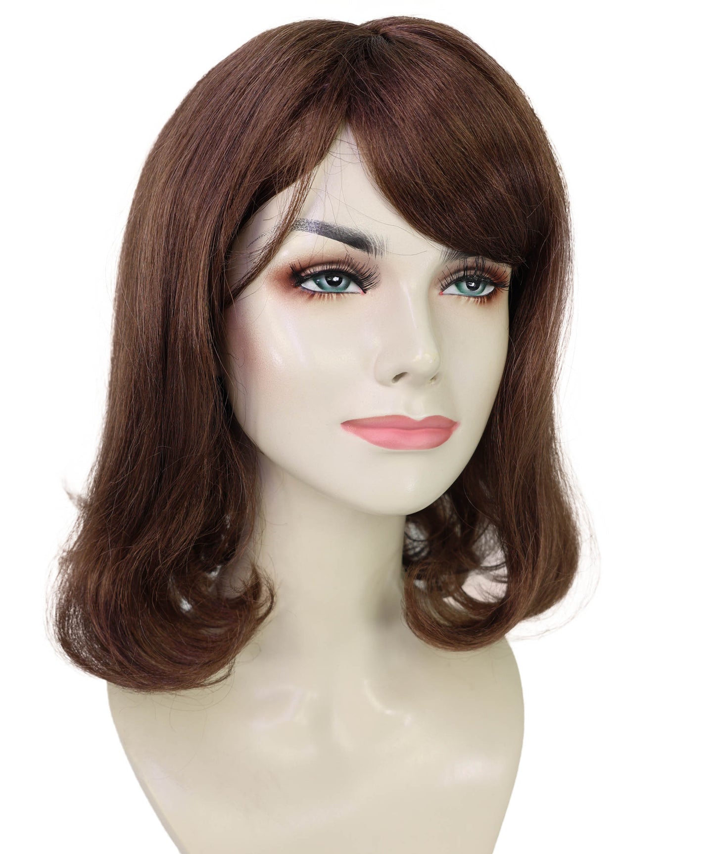 Wigs2you H-6897 大人女性用 ミディアムレングス ストレート ブラウン ウィッグ（前髪付き）｜医療用フルウィッグ｜難燃性合成繊維