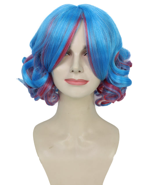 Wigs2you H-6935 大人女性用ショートカーリーマルチカラーウィッグ – 鮮やかな合成繊維で、フェスティバルやアニメコンベンションに最適です。通気性のあるキャップレスキャップ