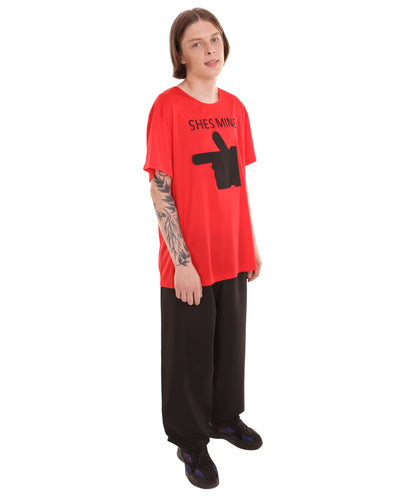 大人向け女性用 JCO-168_2 バレンタインデー レッド マッチング カップル "He's Mine" Tシャツ コスプレ コスチュームコレクション