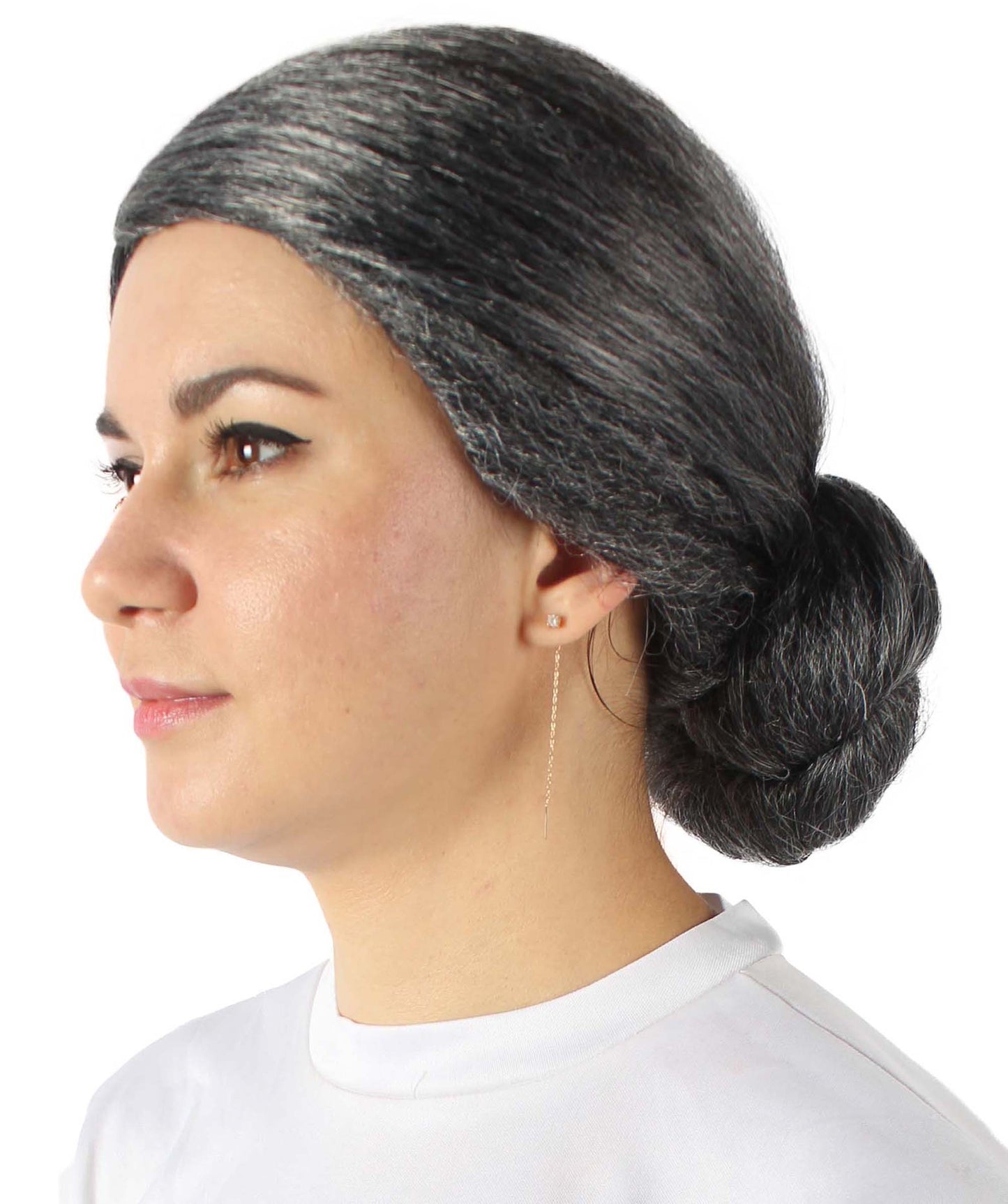 ハロウィンパーティプレミアムレディース H-5752 ダークグレイ年配の女性のバンウィッグ