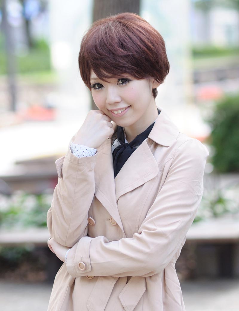 大人女性用 タイムレスビューティショート 人毛 フロントレースウィッグ- オーバーン