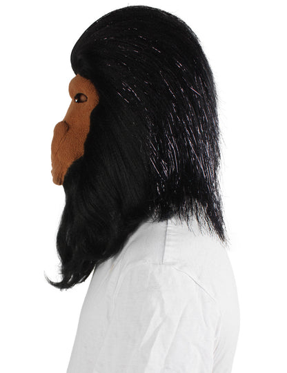 ハロウィンパーティープレミアムメンズ H-5647-BLK ヘアリーユニセックスエイプティンセルマスクのみ 黒色 軟らかい合成繊維