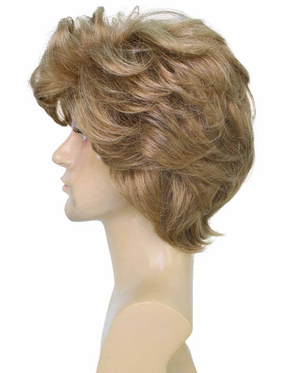 ハロウィンパーティー プレミアム 大人用 男性の「Careless Whisper WHAM」の軽い茶色のカーリーパーマウィッグ H-5693