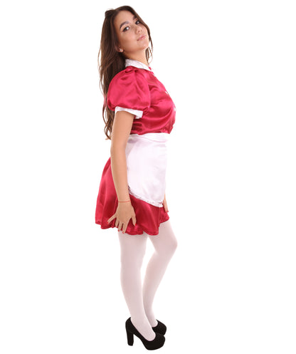 大人用女性の JCO-328_17 フレンチエプロンメイド制服 ダークレッド コスプレコスチューム