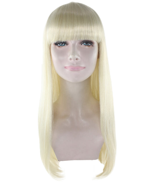 女性用 ロング ブロンド ボブ ウィッグ H-3349 ファンシー パーティー イベント レディ ハロウィン ウィッグ プレミアム通気性 キャプレス キャップ