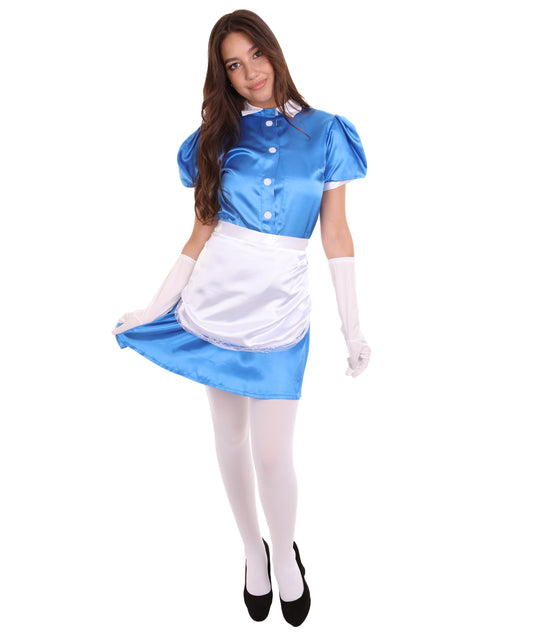 大人用女性の JCO-328_3 フレンチエプロンメイド制服 ロイヤルブルー コスプレコスチューム