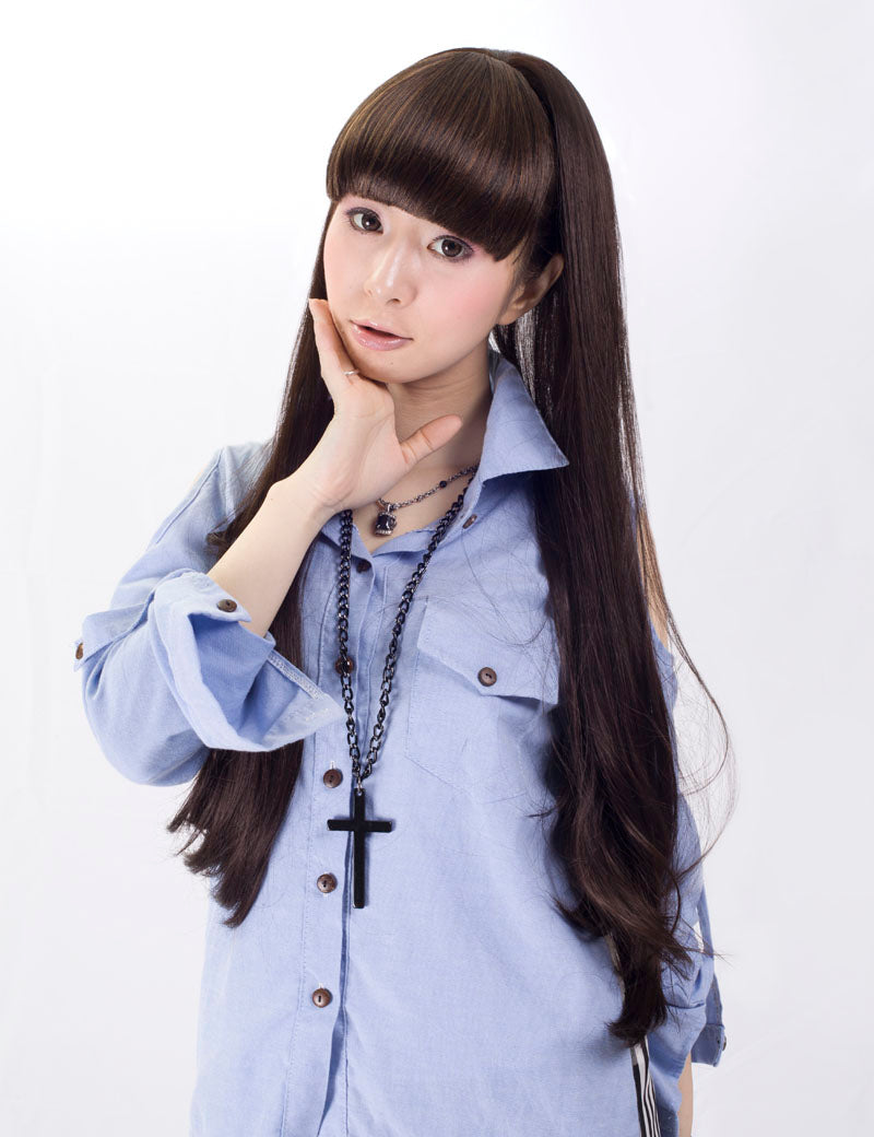 耐熱ハーフウィッグ★超ロングストレートスタイル♪大きめコームでしっかり固定！耐熱です♪ W-817