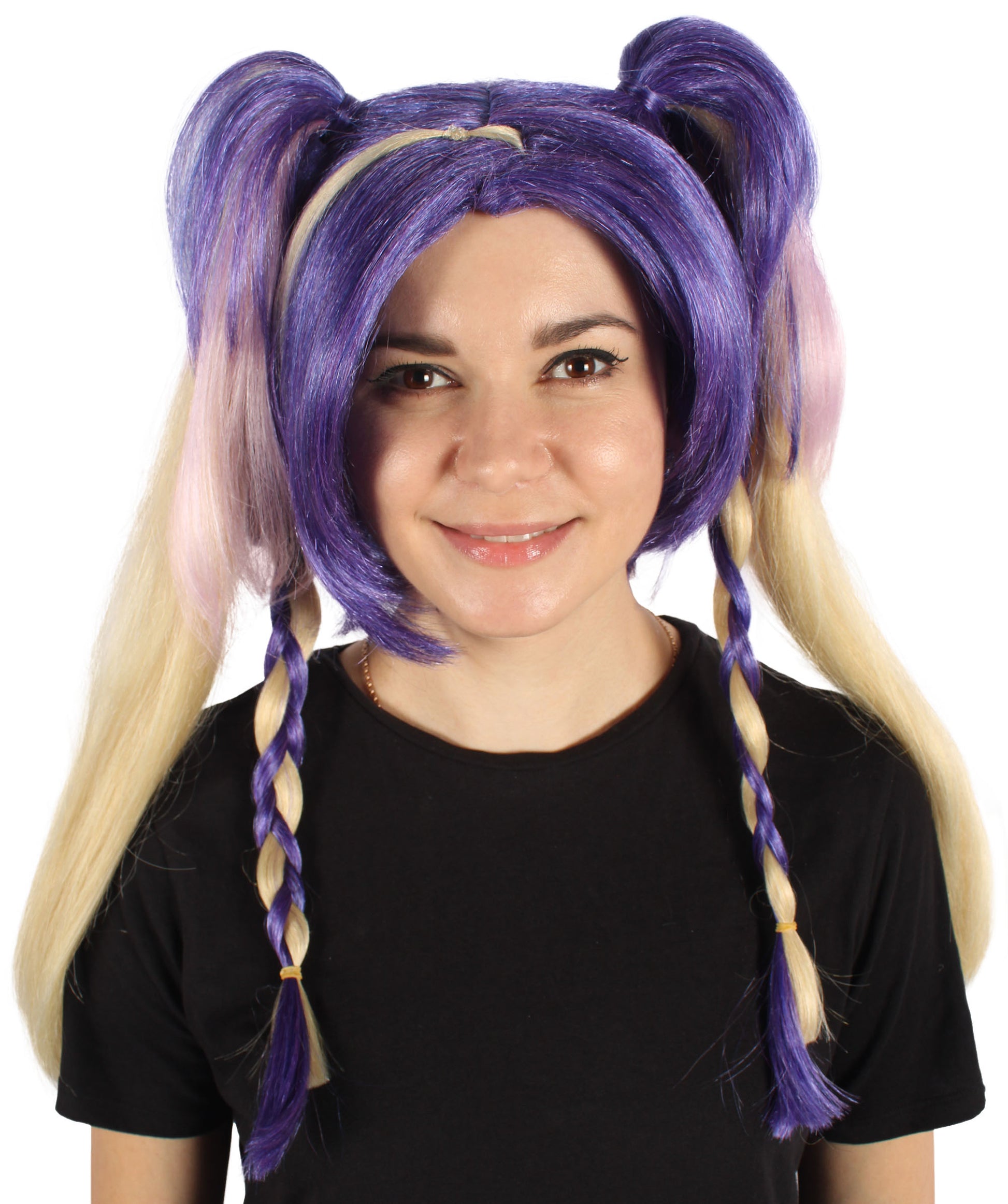 Wigs2you H-6926 レディース パープル＆ブロンド ダブルポニーテールウィッグ｜コスプレウィッグ｜難燃性合成繊維