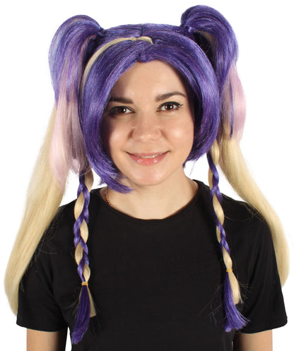 Wigs2you H-6926 レディース パープル＆ブロンド ダブルポニーテールウィッグ｜コスプレウィッグ｜難燃性合成繊維
