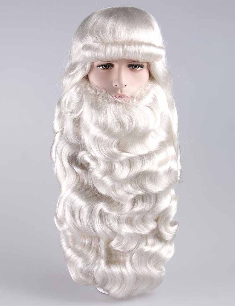 プロフェッショナルメンズサンタウィッグとフルヒゲセット   サンタクロース   サンタクロース クリスマスウィッグ  マシンメイド  プレミアムな通気性 Santa-004