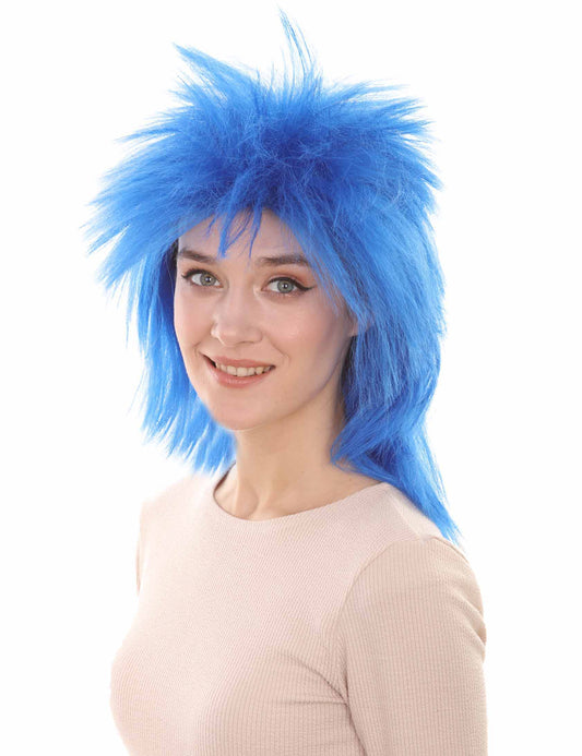 Wigs2you ハロウィン パーティー プレミアム H-1316 簡単に着用でき 快適なフィット感 80 年代女性ダークブルー ロッカー スタイルウィッグ