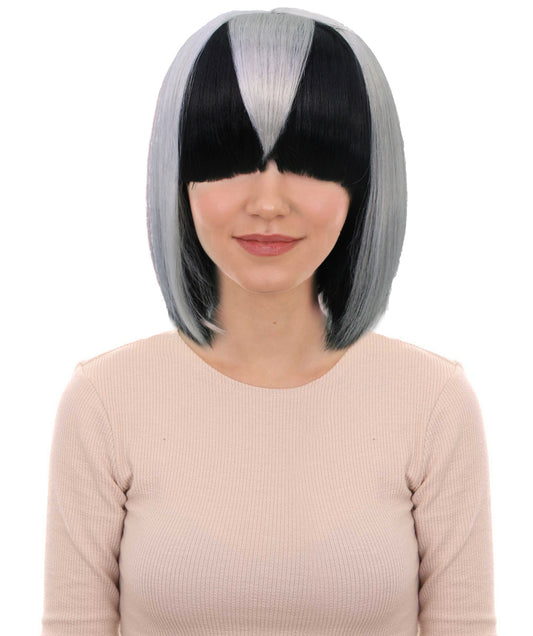 女性用 H-6009 主人公ゲームキャラクター ショート シルバー ボブウィッグ ハロウィンに最適 難燃性合成繊維