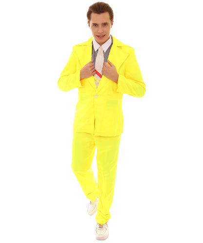 男性用 JCP-002_4 70'sロックスター スーツ コスチューム ディッキーとタイ付き プレミアム イエロー ハロウィンコスチューム