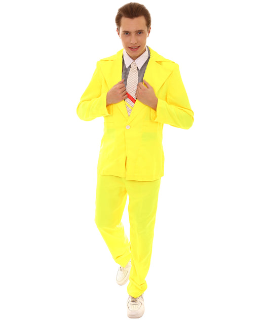 男性用 JCP-002_4 70'sロックスター スーツ コスチューム ディッキーとタイ付き プレミアム イエロー ハロウィンコスチューム