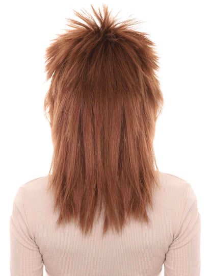 Wigs2you ハロウィン パーティー プレミアム H-1331 簡単に着用でき 快適なフィット感 80 年代女性ミドル ブラウン ロッカー スタイルウィッグ
