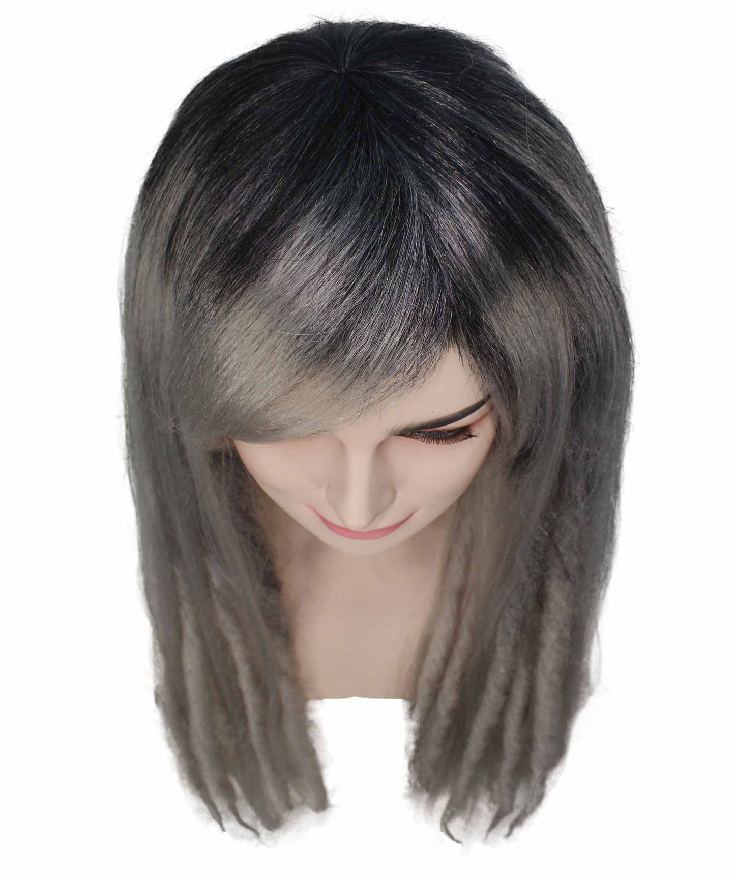 ウィメン グレー ストレート ミディアムレングス トレンディ グレイ シャドウ ウィッグ H-5298 プレミアムハロウィンウィッグ