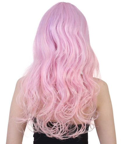 Wigs2youハロウィンパーティープレミアムレディースH-1977 美しい見た目のロングウェービーピンクとパープルオンブレウィッグ