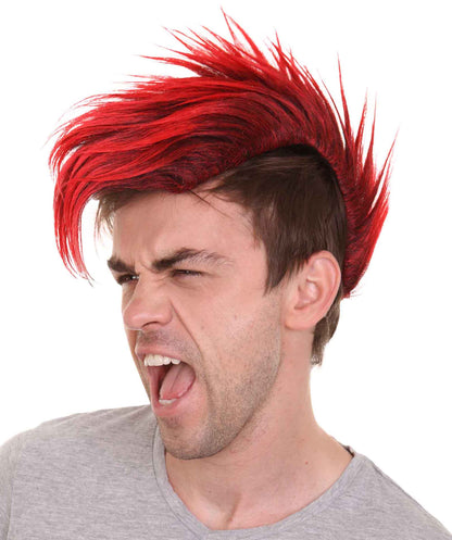 ハロウィンパーティープレミアムメンズ H-4840 モヒカン レッド＆ブラックウィッグ