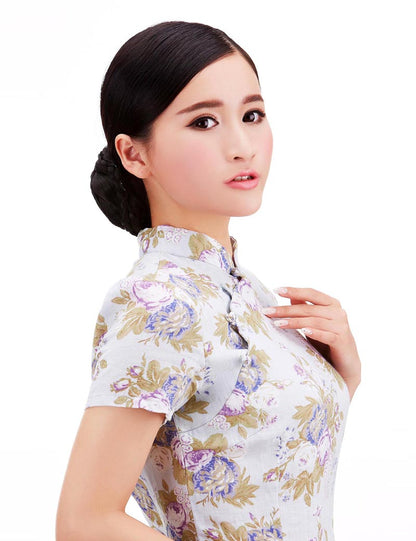 女性 W-8417 の可愛いシニョンバンズヘアスタイル ダーケストブラウン 合成繊維