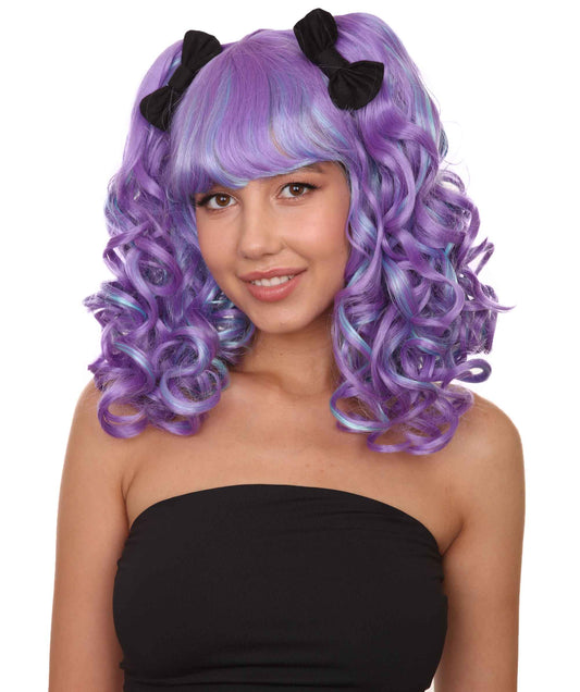 ロリータ ロングウェービーポニーテール コスプレウィッグ H-3577 ファンシーパーティーイベント用 ハロウィンウィッグ プレミアム 通気性の良い キャップレスキャップ