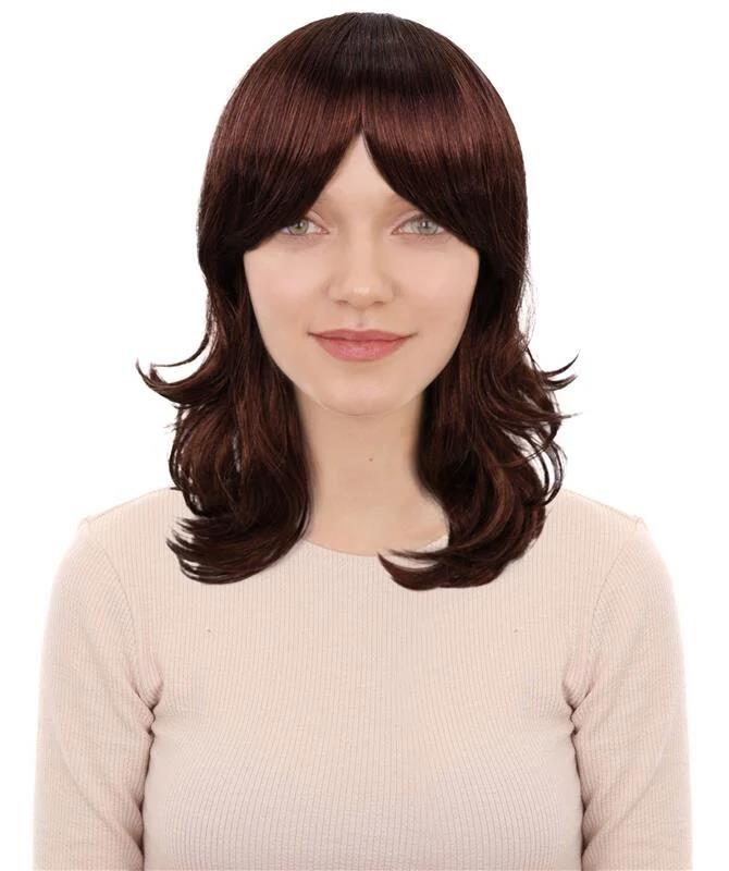 Wigs2you H-7163レディース ダークオーバーン シャグウェーブウィッグ | 合成繊維 フルウィッグ | レトロスタイル コスプレ・ハロウィン・テーマパーティー・イベント用