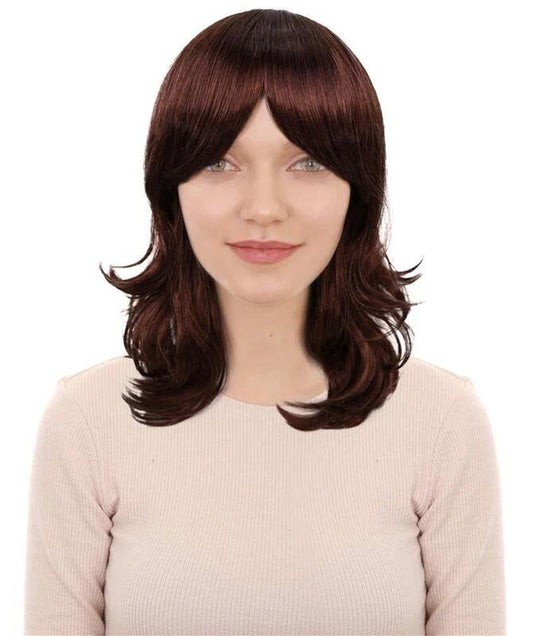 Wigs2you H-7163レディース ダークオーバーン シャグウェーブウィッグ | 合成繊維 フルウィッグ | レトロスタイル コスプレ・ハロウィン・テーマパーティー・イベント用