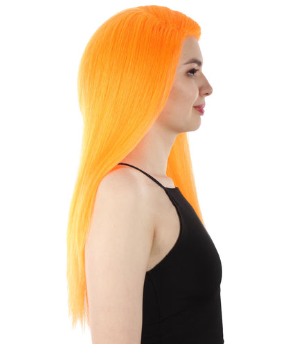 女性用ロングストレートサイドパートコスプレウィッグ オレンジ H-5220_4 ファンシースタイル プレミアムハロウィンパーティーウィッグコレクション