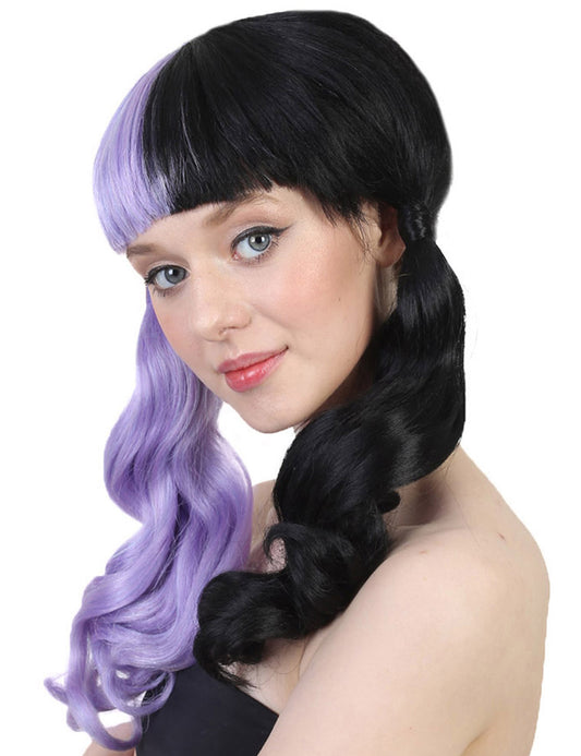 Wigs2you ハロウィン パーティー プレミアム レディース H-1444 簡単に着用でき 快適なフィット感の独占コスプレウィッグ メラニー パープルとブラックの波状スタイル