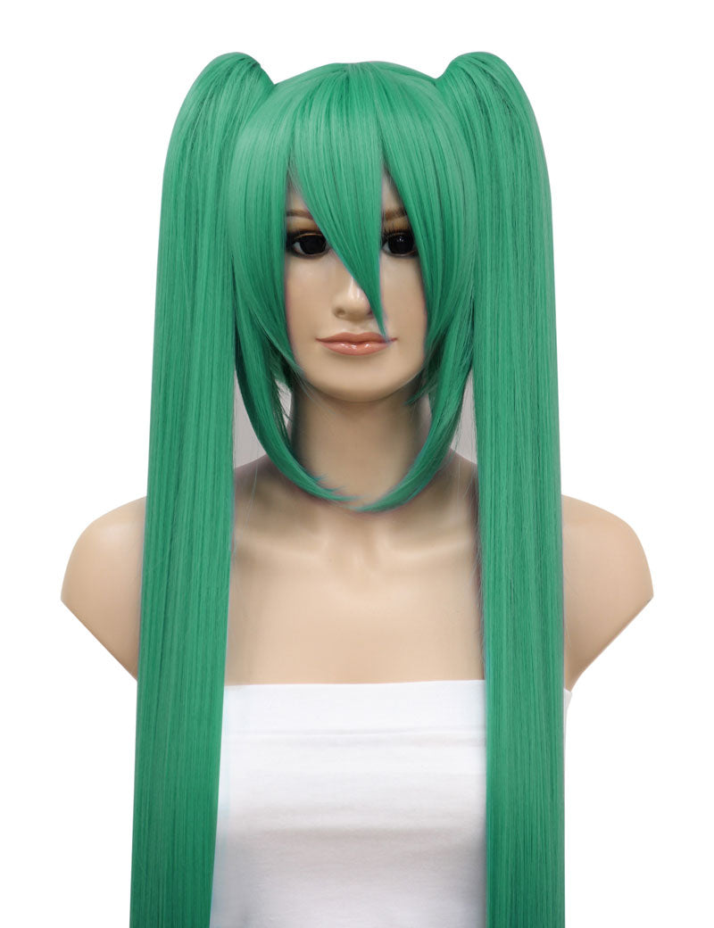 レディースファッション C-020 ロングストレート C-シアン コスプレ ヒートスタイルウィッグ 2点セットアイテム