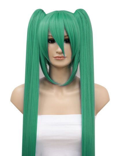 レディースファッション C-020 ロングストレート C-シアン コスプレ ヒートスタイルウィッグ 2点セットアイテム