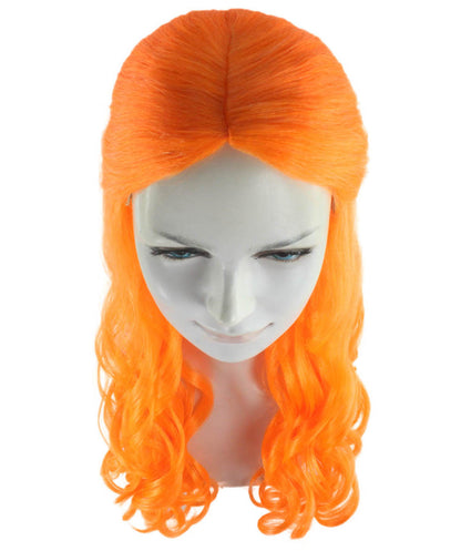 ハロウィンパーティー プレミアム 女性用 H-2941 オレンジ ロング ウェーブ ウィッグ