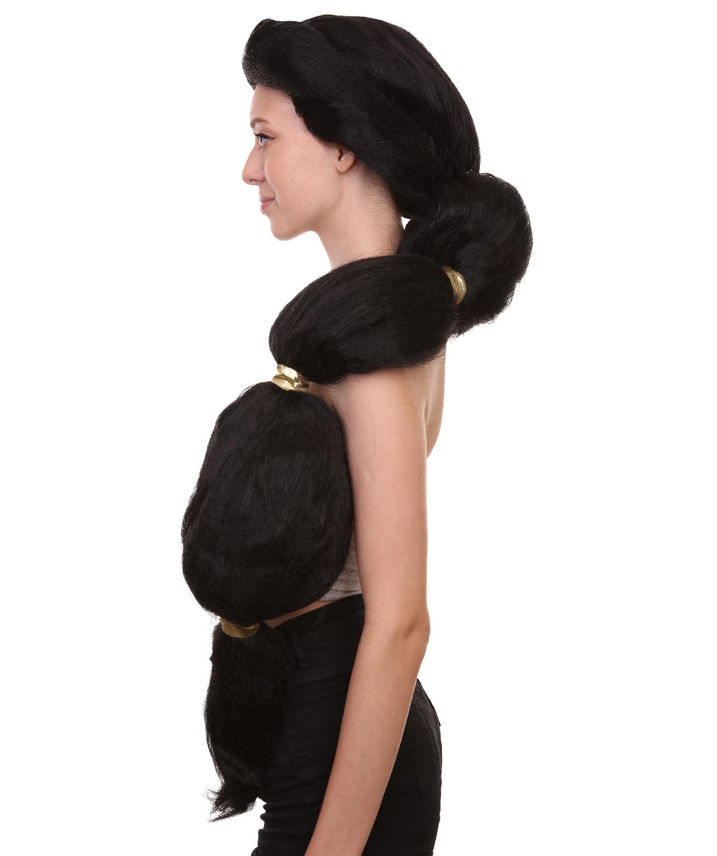 ハロウィンパーティ プレミアムレディース H-5181 プリンセスジャスミン 大きな編み込みブラックウィッグ